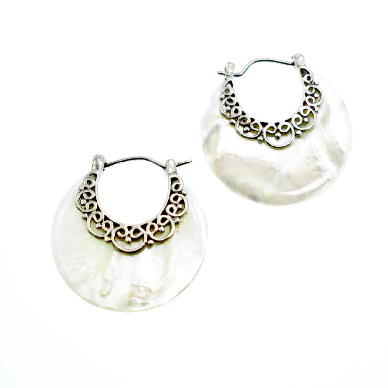 Sky Jewelry Серебряные серьги с перламутром  Винтаж