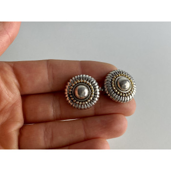 Sky Jewelry Серебряные серьги клипсы  со вставками из позолоты  Италия