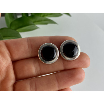 Sky Jewelry Серебряные серьги с ониксом  Классика