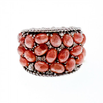 Sky Jewelry Серебряное кольцо с морганитом и фианитами   Изумление