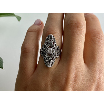 Sky Jewelry Серебряное кольцо с камнями морион  Невесомость