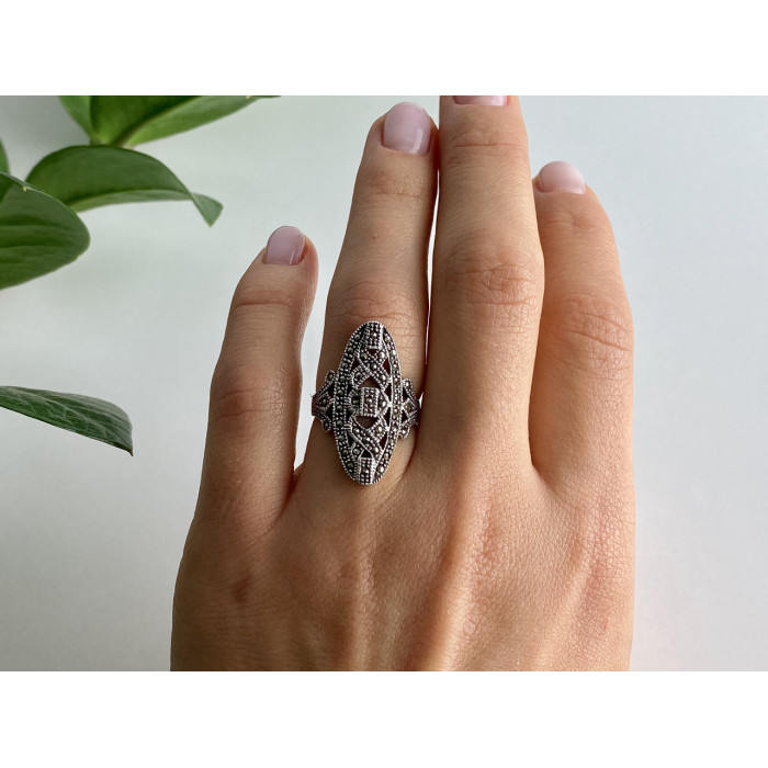 Sky Jewelry Серебряное кольцо с камнями морион  Невесомость