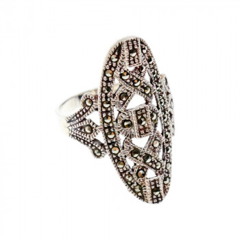 Sky Jewelry Серебряное кольцо с камнями морион  Невесомость