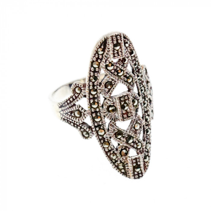 Sky Jewelry Серебряное кольцо с камнями морион  Невесомость