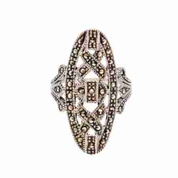 Sky Jewelry Серебряное кольцо с камнями морион  Невесомость