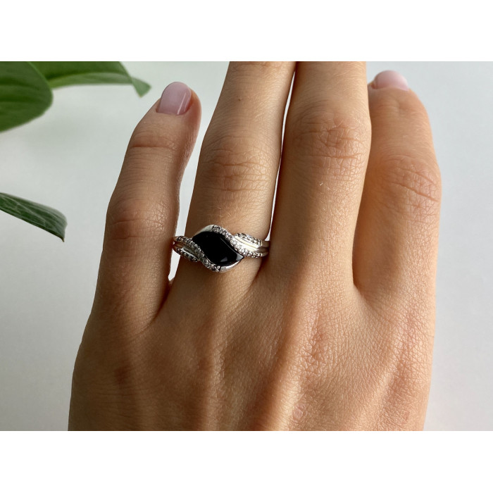 Sky Jewelry Кольцо из серебра с ониксом и фианитами
