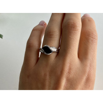 Sky Jewelry Кольцо из серебра с ониксом и фианитами