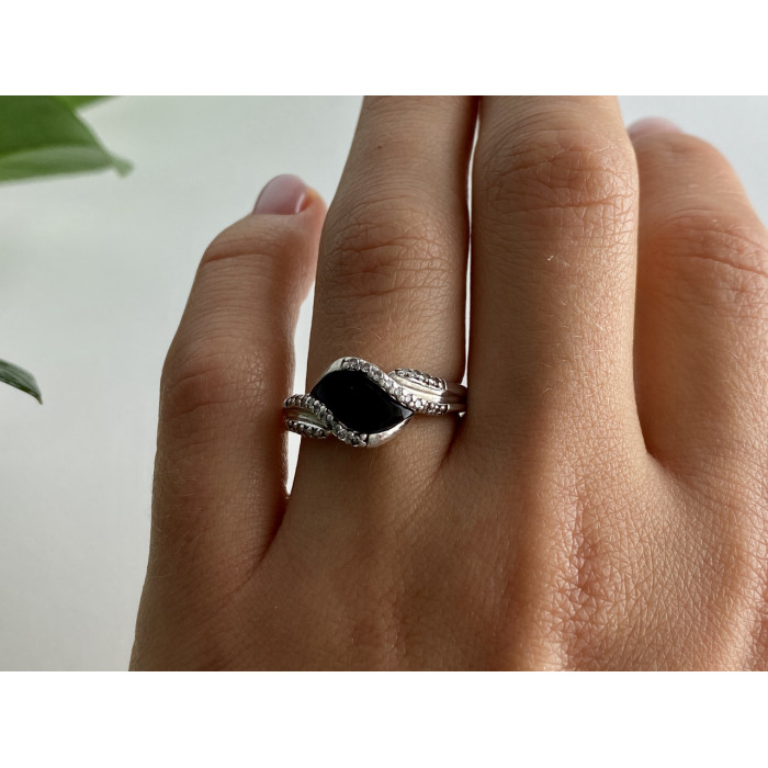 Sky Jewelry Кольцо из серебра с ониксом и фианитами