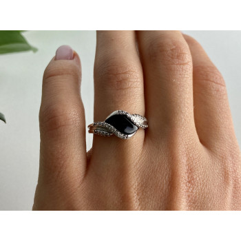 Sky Jewelry Кольцо из серебра с ониксом и фианитами