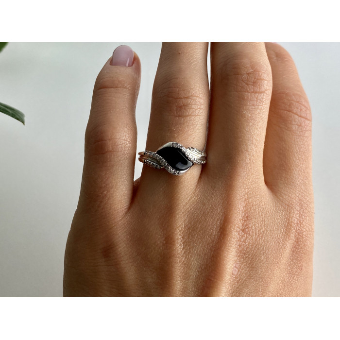 Sky Jewelry Кольцо из серебра с ониксом и фианитами