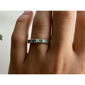 Sky Jewelry Серебряное кольцо с изумрудом и фианитами  2