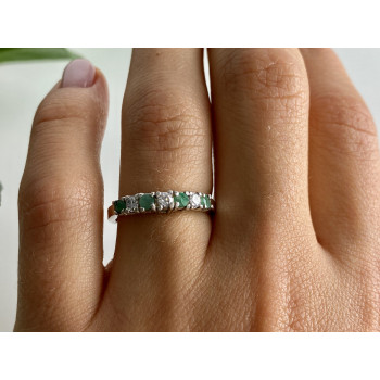 Sky Jewelry Серебряное кольцо с изумрудом и фианитами  2