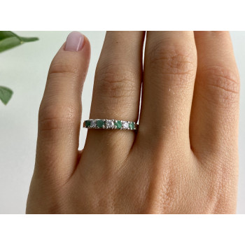 Sky Jewelry Серебряное кольцо с изумрудом и фианитами  2