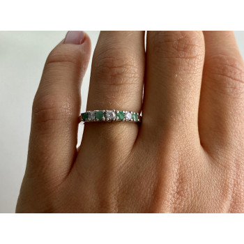 Sky Jewelry Серебряное кольцо с изумрудом и фианитами  2