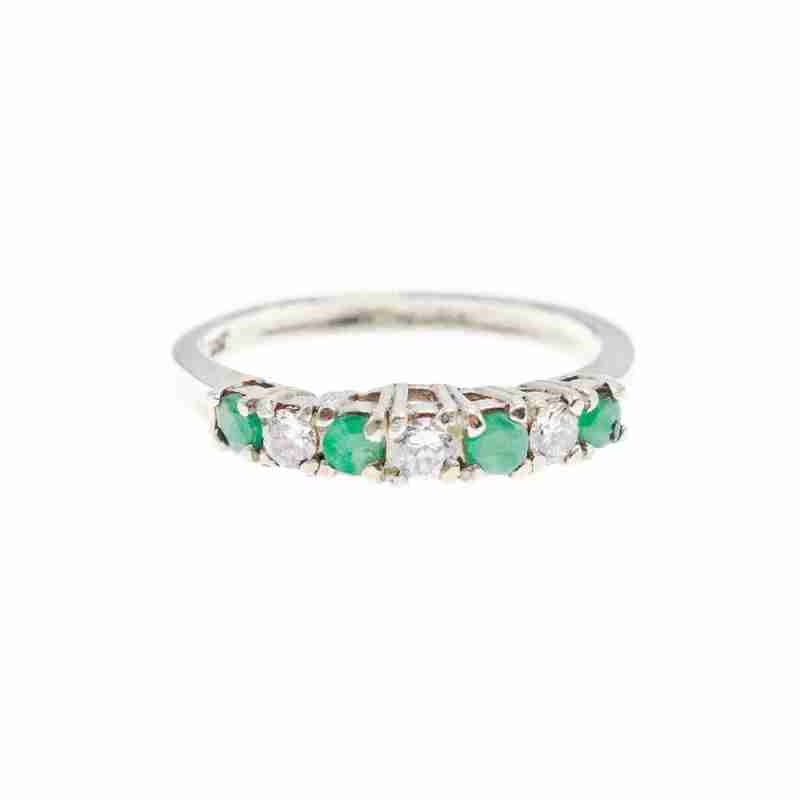Sky Jewelry Серебряное кольцо с изумрудом и фианитами  2