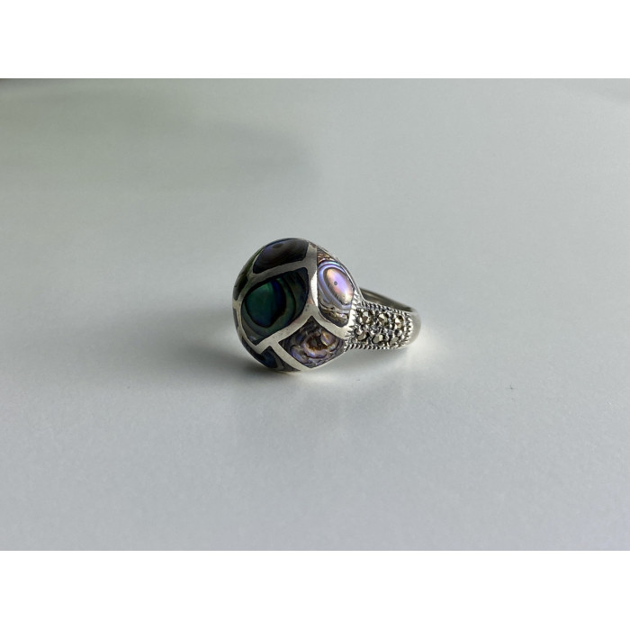 Sky Jewelry Серебряное кольцо с камнями галиотис и морион