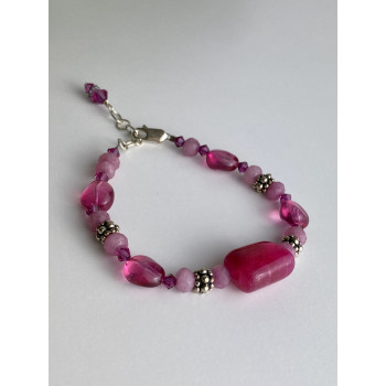 Sky Jewelry Серебряный браслет с розовым кварцем