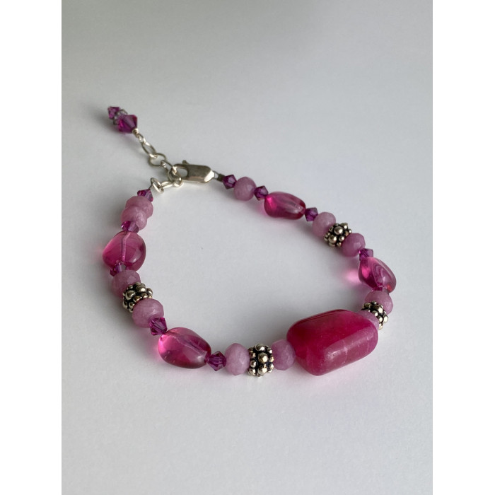 Sky Jewelry Серебряный браслет с розовым кварцем