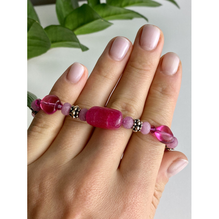 Sky Jewelry Серебряный браслет с розовым кварцем