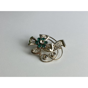 Sky Jewelry Серебряная брошь с ювелирным стеклом  Цветение