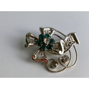 Sky Jewelry Серебряная брошь с ювелирным стеклом  Цветение