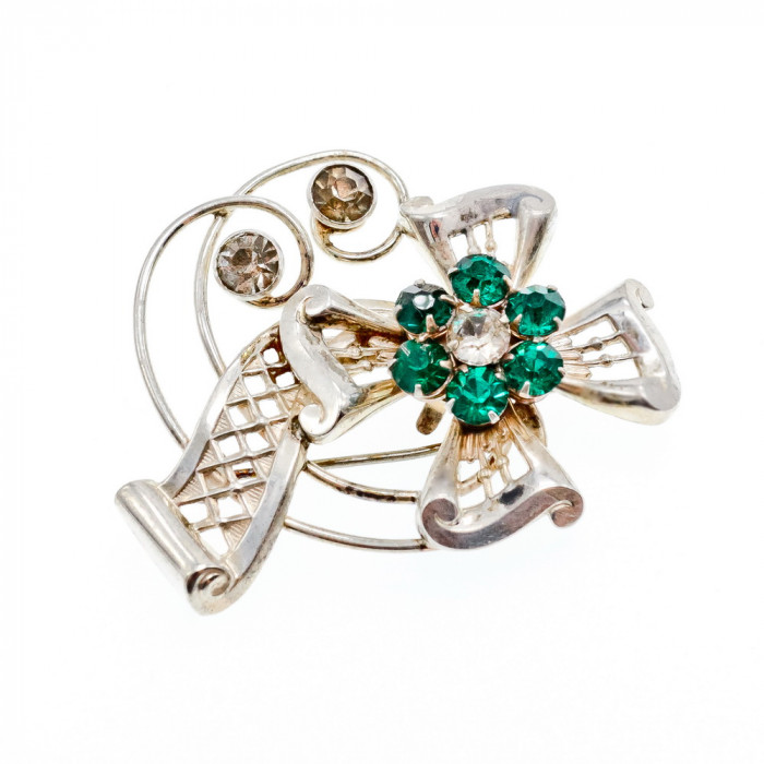 Sky Jewelry Серебряная брошь с ювелирным стеклом  Цветение