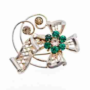 Sky Jewelry Серебряная брошь с ювелирным стеклом  Цветение