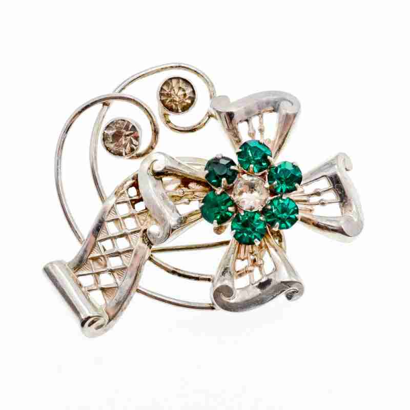 Sky Jewelry Серебряная брошь с ювелирным стеклом  Цветение