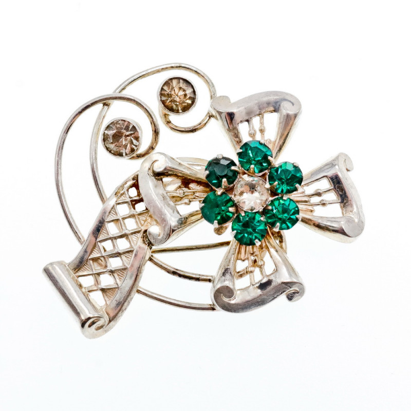 Sky Jewelry Серебряная брошь с ювелирным стеклом  Цветение