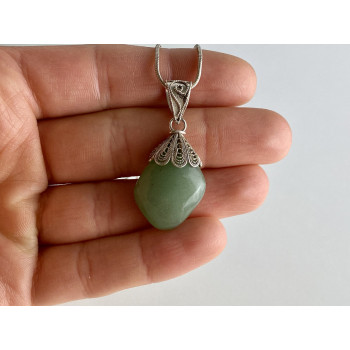 Sky Jewelry Серебряное цепочка с кулоном нефрит  Ажур