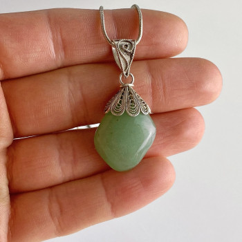 Sky Jewelry Серебряное цепочка с кулоном нефрит  Ажур