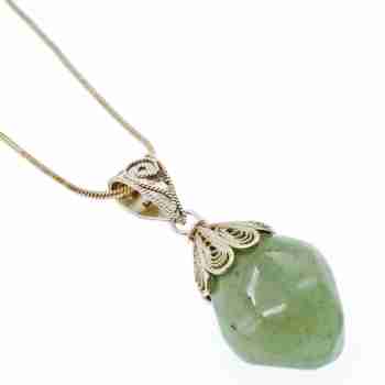 Sky Jewelry Серебряное цепочка с кулоном нефрит  Ажур