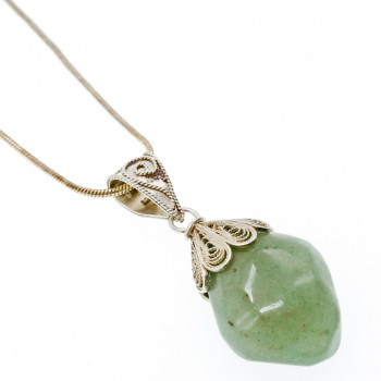 Sky Jewelry Серебряное цепочка с кулоном нефрит  Ажур