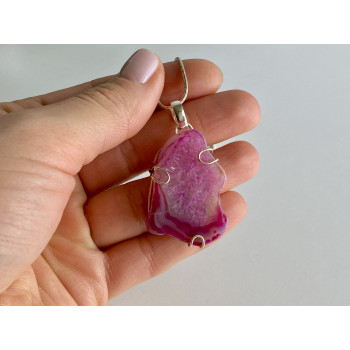 Sky Jewelry Цепочка с кулоном розовый агат Винтаж