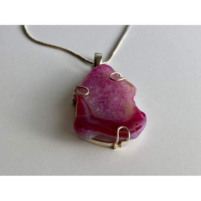 Sky Jewelry Цепочка с кулоном розовый агат Винтаж