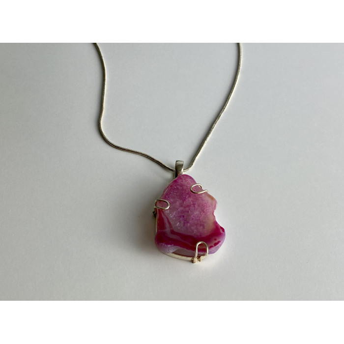 Sky Jewelry Цепочка с кулоном розовый агат Винтаж