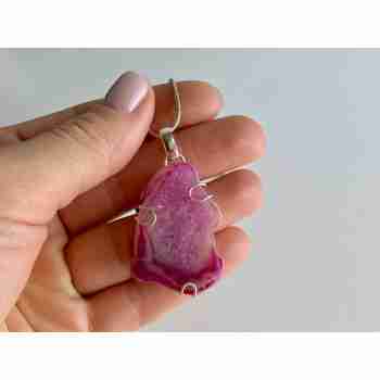 Sky Jewelry Цепочка с кулоном розовый агат Винтаж