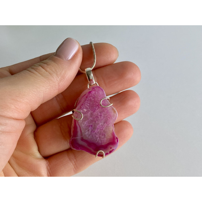 Sky Jewelry Цепочка с кулоном розовый агат Винтаж