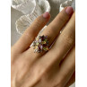 Sky Jewelry Серебряное кольцо в позолоте с натуральными камнями   Цветы