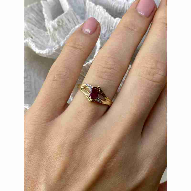 Sky Jewelry Золотое кольцо с рубином и бриллиантами   Вдохновение
