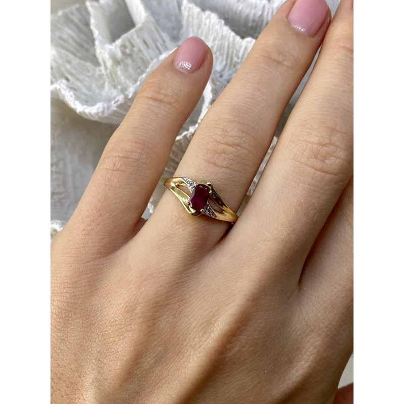 Sky Jewelry Золотое кольцо с рубином и бриллиантами   Вдохновение