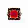Sky Jewelry Кольцо из серебра с янтарем и гранатом  Восхищение