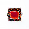 Sky Jewelry Кольцо из серебра с янтарем и гранатом  Восхищение