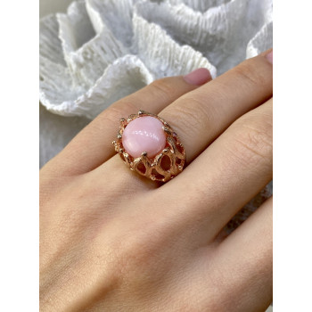 Sky Jewelry Серебряное кольцо в позолоте с морганитом    Страсть