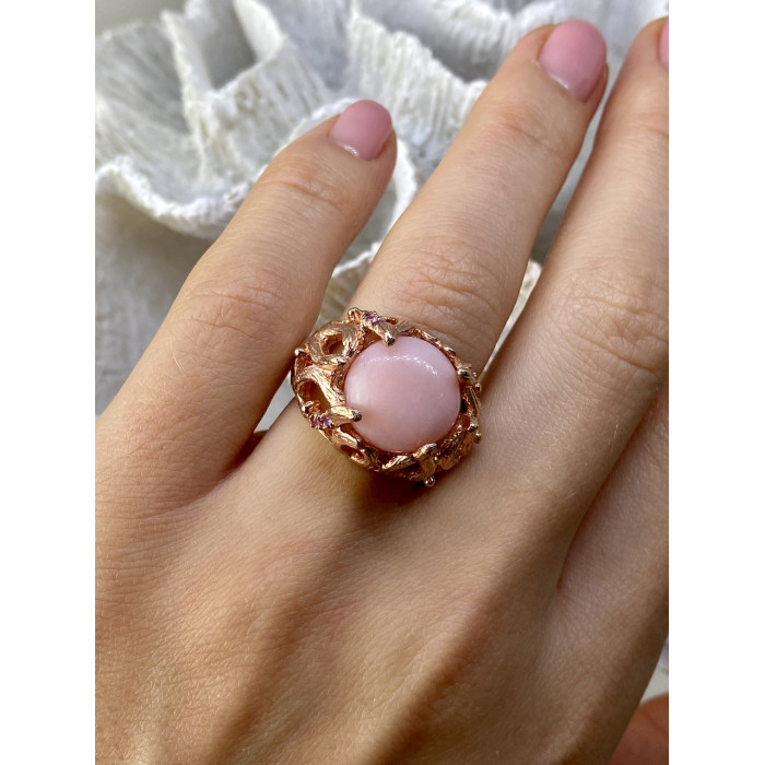 Sky Jewelry Серебряное кольцо в позолоте с морганитом    Страсть