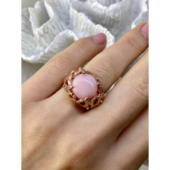 Sky Jewelry Серебряное кольцо в позолоте с морганитом    Страсть