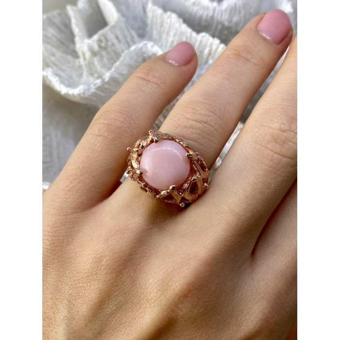 Sky Jewelry Серебряное кольцо в позолоте с морганитом    Страсть