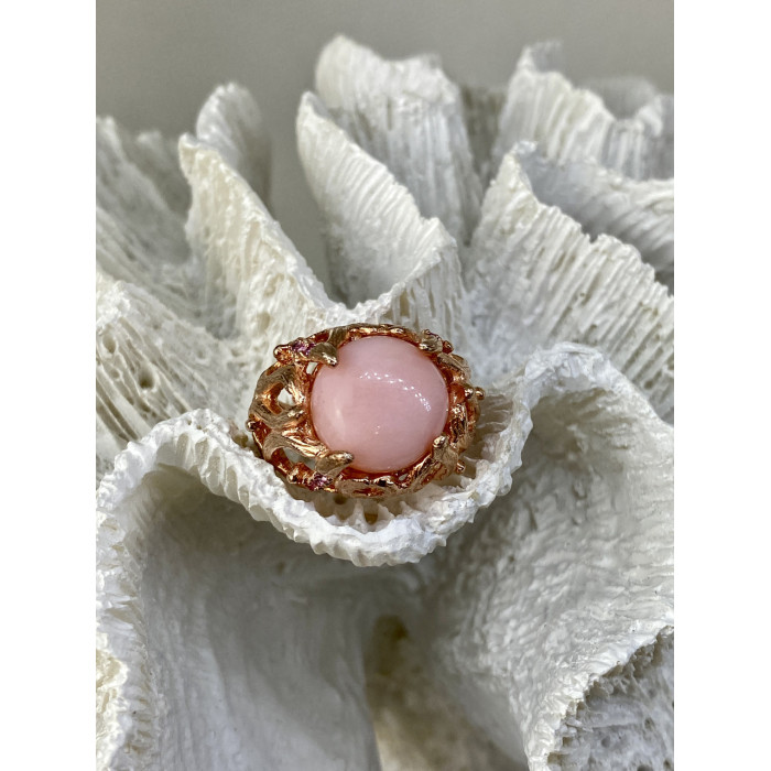 Sky Jewelry Серебряное кольцо в позолоте с морганитом    Страсть