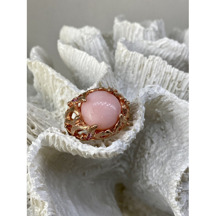 Sky Jewelry Серебряное кольцо в позолоте с морганитом    Страсть