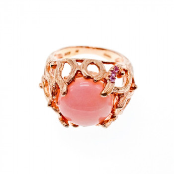 Sky Jewelry Серебряное кольцо в позолоте с морганитом    Страсть